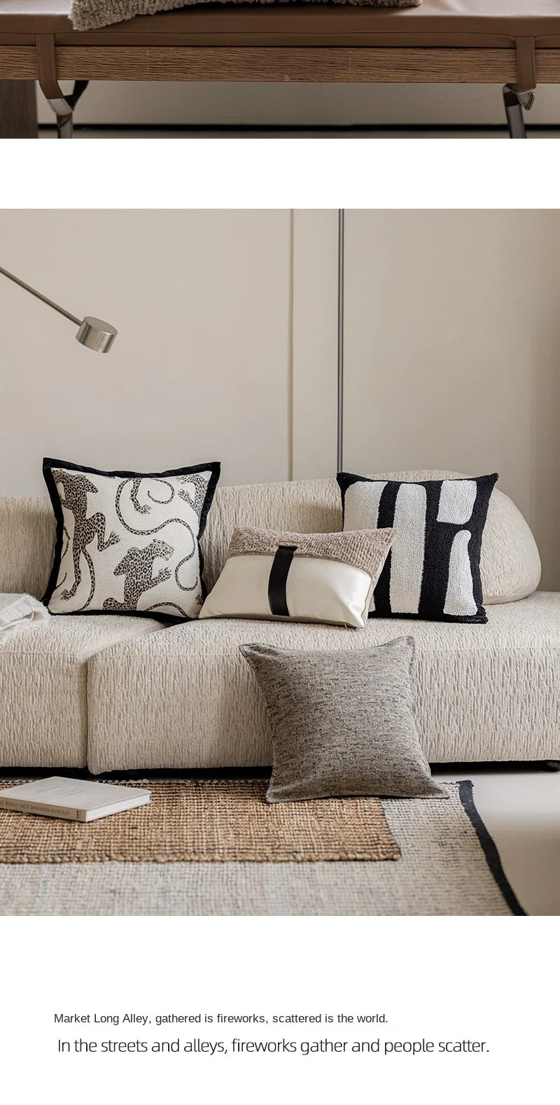 Modern simple black and white pillow cover living room sofa high-end backrest model room leopard jacquard cushion cover Julia M LifeStyles