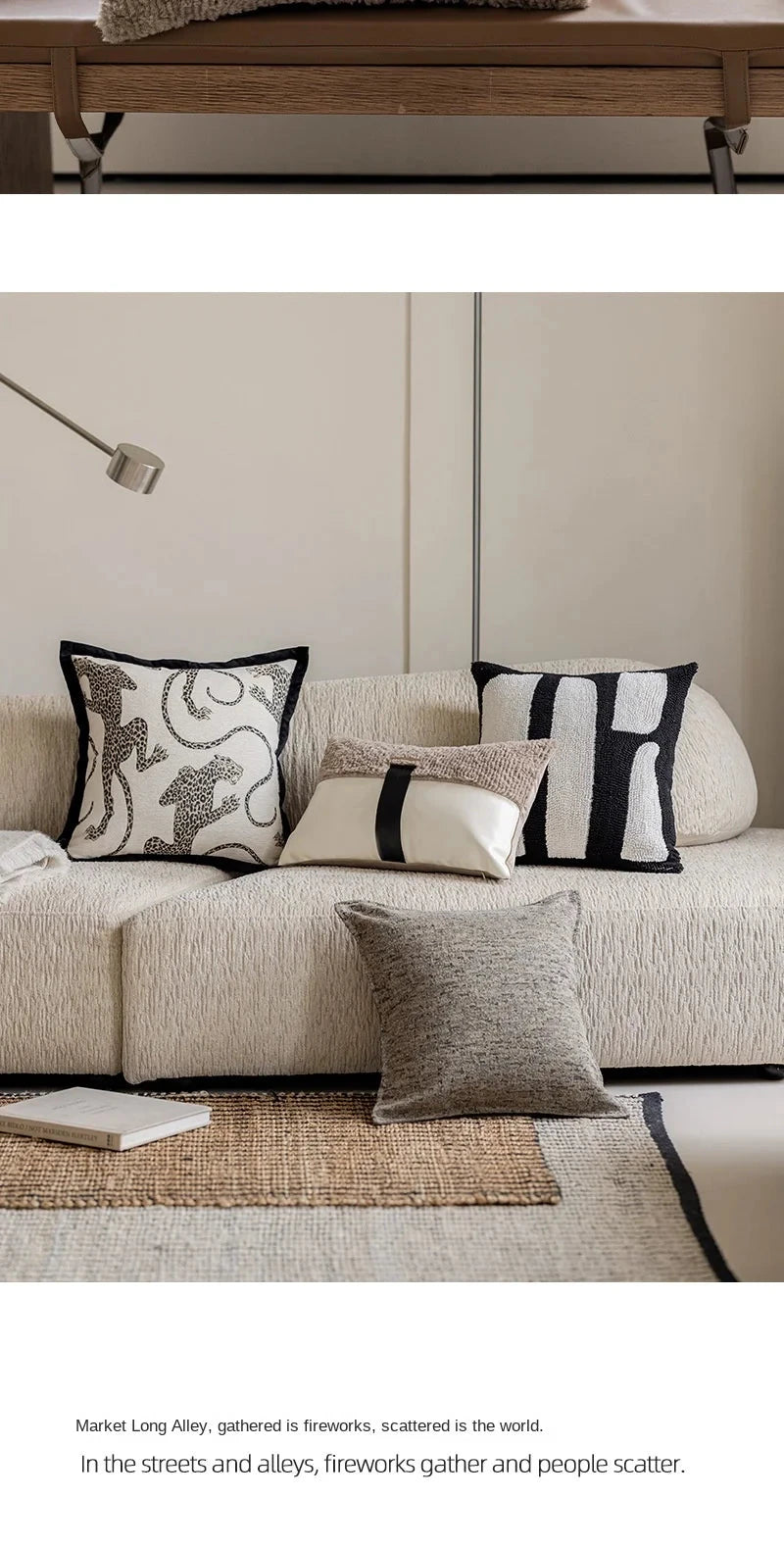 Modern simple black and white pillow cover living room sofa high-end backrest model room leopard jacquard cushion cover Julia M LifeStyles