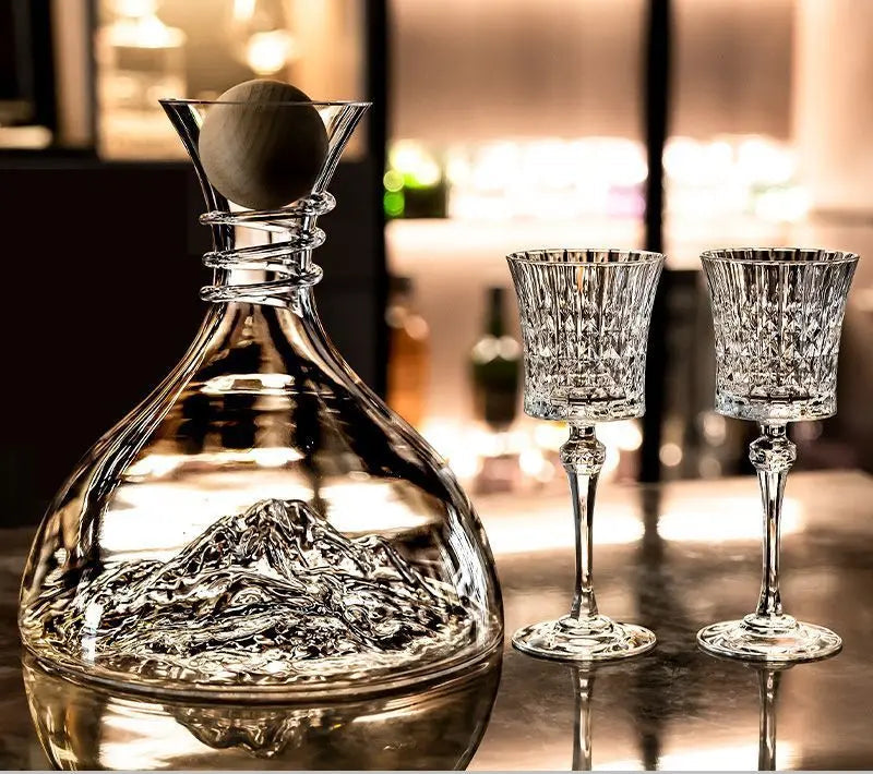 Crystal Elegance Red Wine Glass Set with Silk Iceberg Decanter Julia M Home & Kitchen