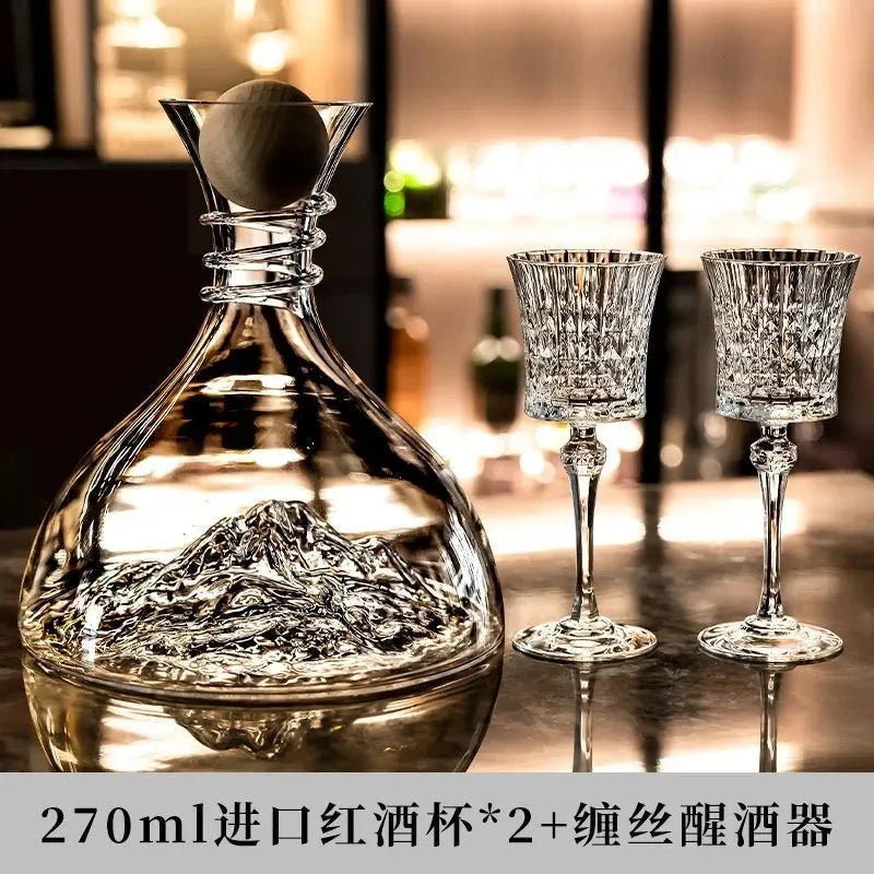 Crystal Elegance Red Wine Glass Set with Silk Iceberg Decanter Julia M Home & Kitchen