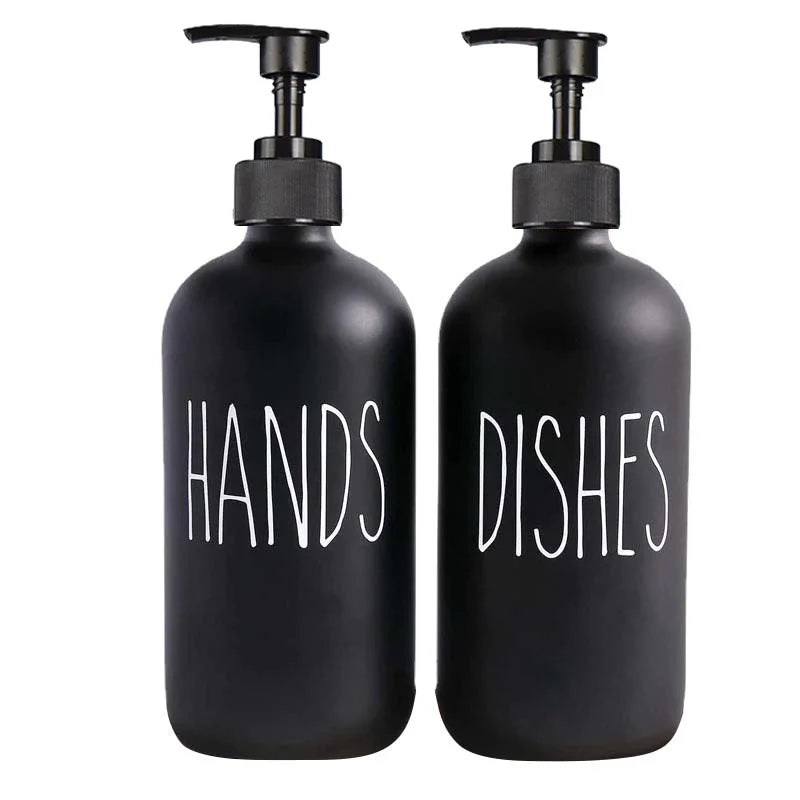 Elegant 500ml Black Dish Soap Dispenser Set with Refillable Pump for Farmhouse Chic Décor Julia M LifeStyles