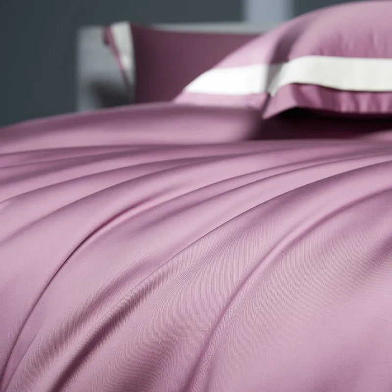 Premium 1400TC Egyptian Cotton Smooth Soft Bedding Set Chic White Grey Patchwork Duvet Cover Flat/Fitted Bed Sheet Pillowcases