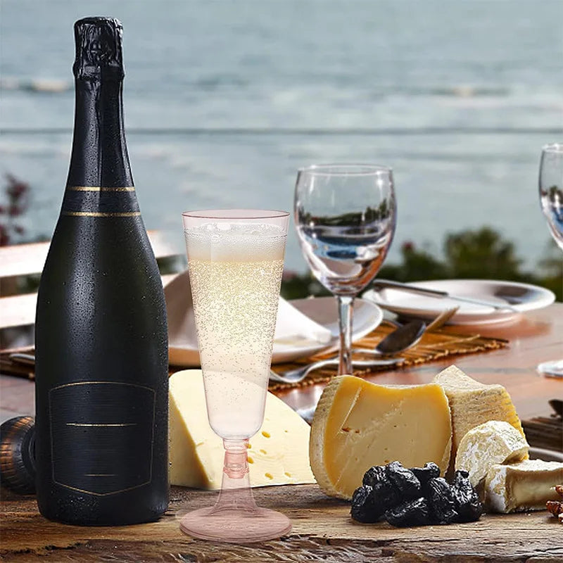 15/25/50pcs 150ml Disposable Champagne Glasses Cocktail Glasses Plastic Tall Glasses Martini Glasses for Weddings Party Julia M LifeStyles