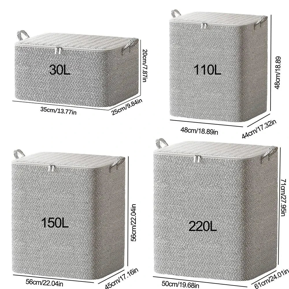 Non-woven Quilt Storage Bag with Lids Zipper Foldable Clothes Quilt Bins Container Large Capacity Dust-proof Bag Organize - Julia M LifeStyles