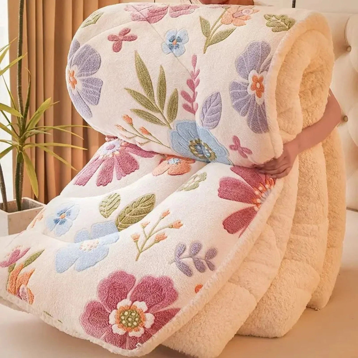 Sumptuous Lamb Wool Cotton Quilt Blanket for Year-Round Comfort Julia M LifeStyles