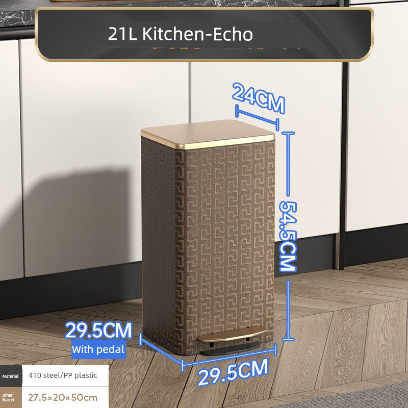 Sleek Leather Exterior German Foot-Pedal Trash Can - 12L -30L Luxury Design for Home & Office Julia M LifeStyles