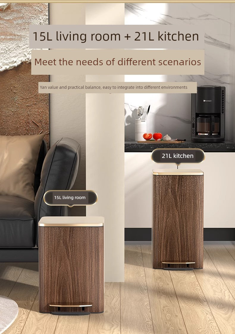 Sleek Leather Exterior German Foot-Pedal Trash Can - 12L -30L Luxury Design for Home & Office Julia M LifeStyles