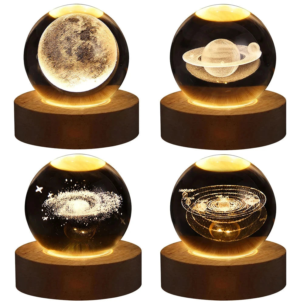 Unique 3D Crystal Ball Lamp with Galaxy and Planetary Projections USB Night Light for Cozy Atmosphere plasma ball Julia M LifeStyles