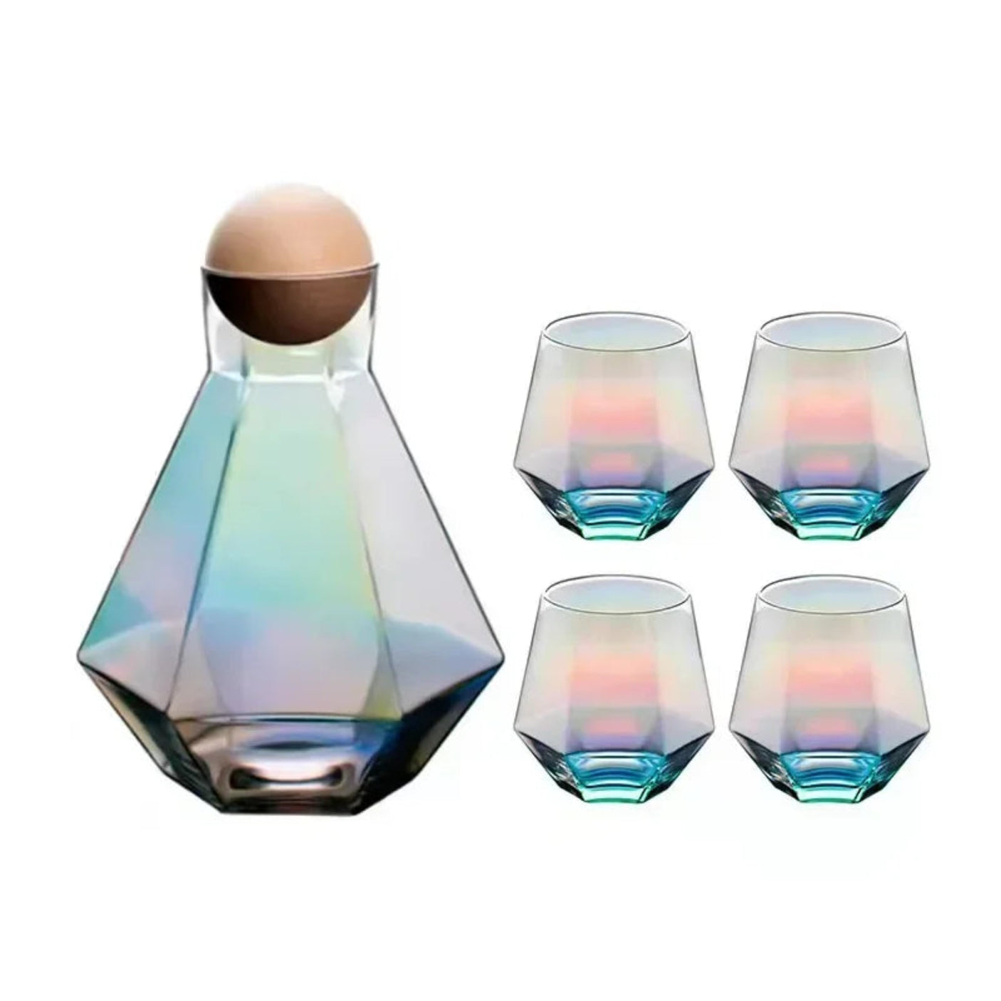Geometric Crystal Glass Cafe and Glasses Set - Julia M LifeStyles
