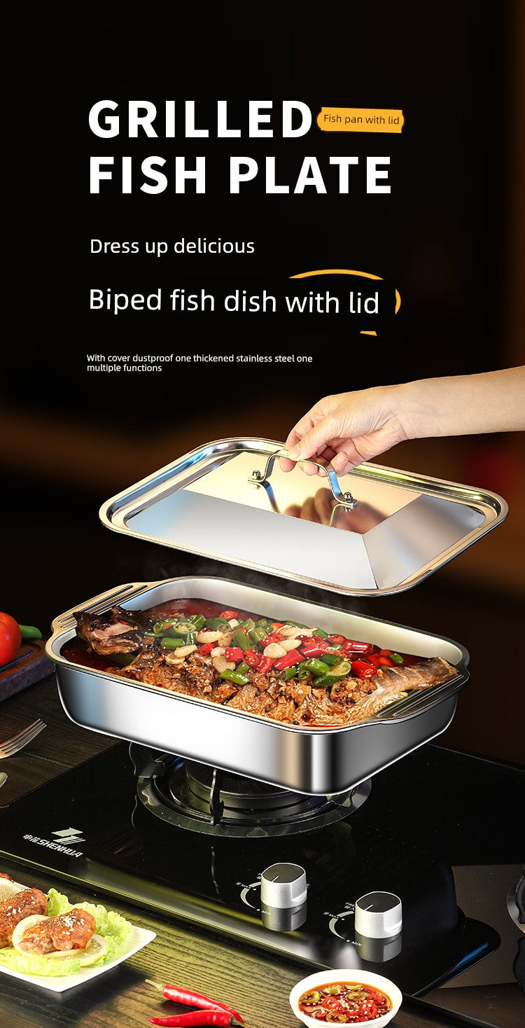Grilled Fish Dish Extra Thick Oven Binaural Rectangular Stainless Steel Julia M LifeStyles