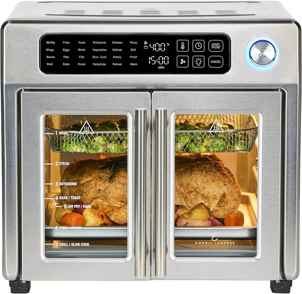 Emeril Lagasse Extra Large French Door Air Fryer Toaster Oven Combo, 24 Cooking Functions and Digital Controls, 7 Accessories In Julia M Home & Kitchen