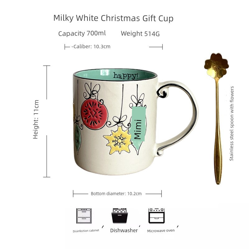 Vintage Floral Hand-Painted Ceramic Water Cup with Spoon Julia M Home & Kitchen