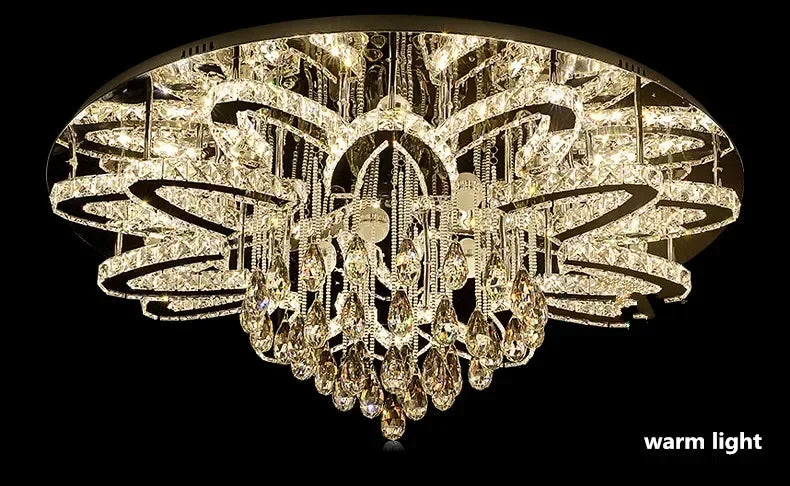 LED Modern Crystal Stainless Steel Round Dimmable RGB Chandelier