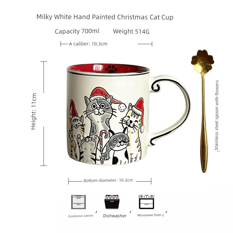 Vintage Floral Hand-Painted Ceramic Water Cup with Spoon Julia M Home & Kitchen