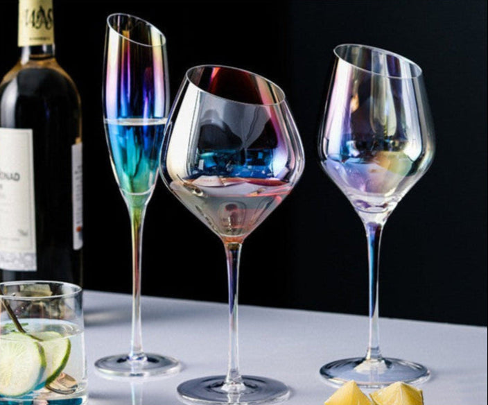 Japanese-Style Colorful Crystal Wine Goblet - Rainbow Champagne Glass Julia M LifeStyles