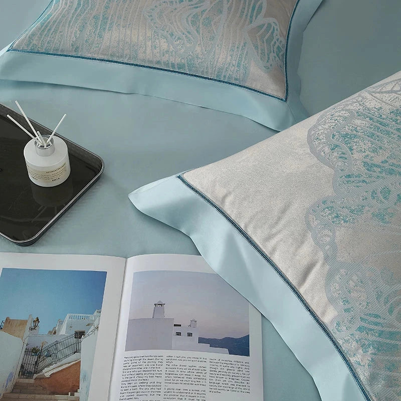 Luxury 4/7Pcs Silky Egyptian Cotton Damask Satin Super King Bedding Set Julia M LifeStyles