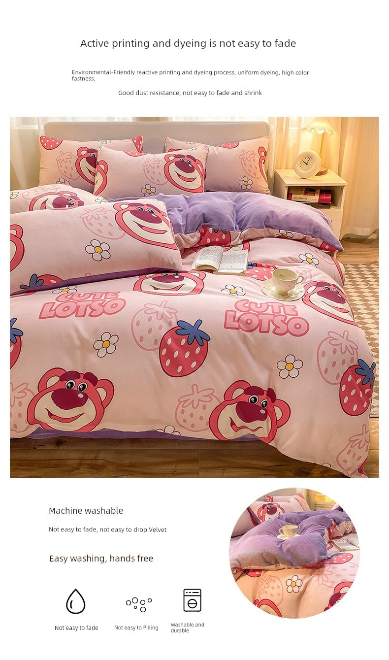 Pure Cotton Brushed Milk Fiber Duvet Cover Set - Kids Cartoon Bedding - Julia M LifeStyles