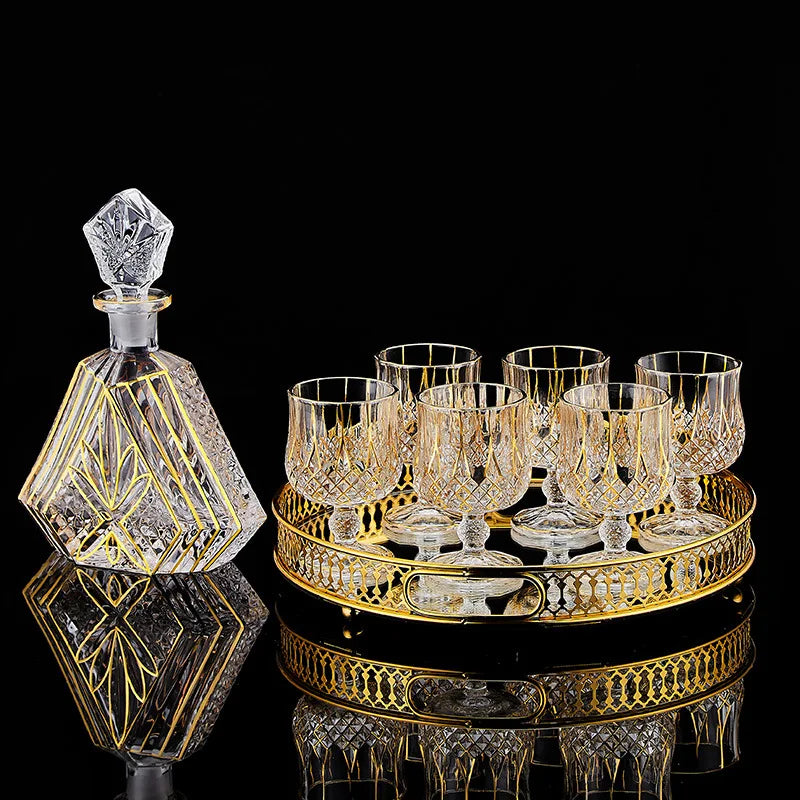 High-end European classical crystal glass liquor bottle foreign wine glass household whiskey glass set spirits glass wine set Julia M LifeStyles