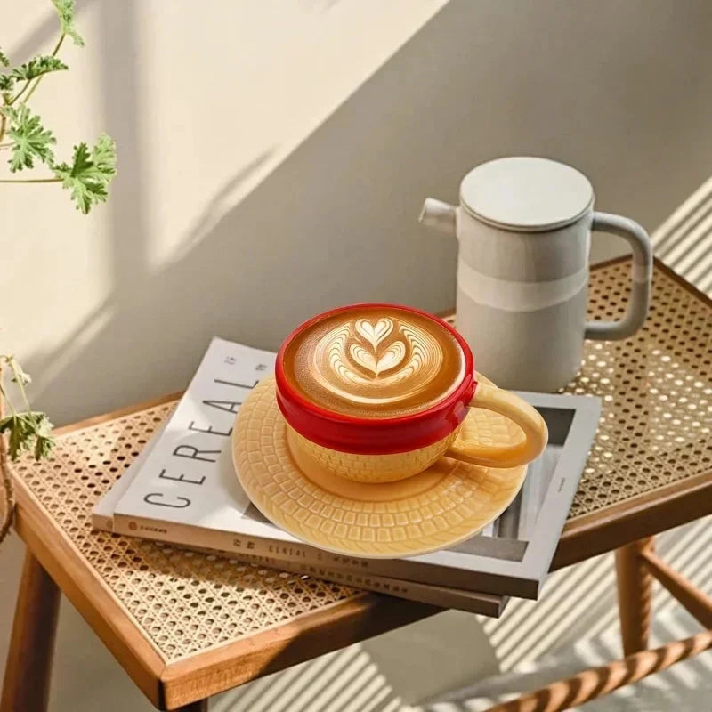 Anime Coffee Mug with Saucer Creative Luffy Ace Sabo Three Brothers Hat Shaped Ceramic Coffee Cup Child's Birthday Gift Cup Julia M LifeStyles