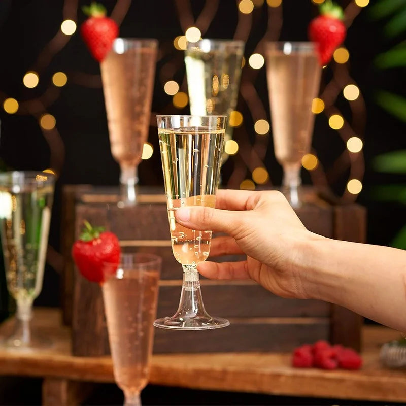 15/25/50pcs 150ml Disposable Champagne Glasses Cocktail Glasses Plastic Tall Glasses Martini Glasses for Weddings Party Julia M LifeStyles