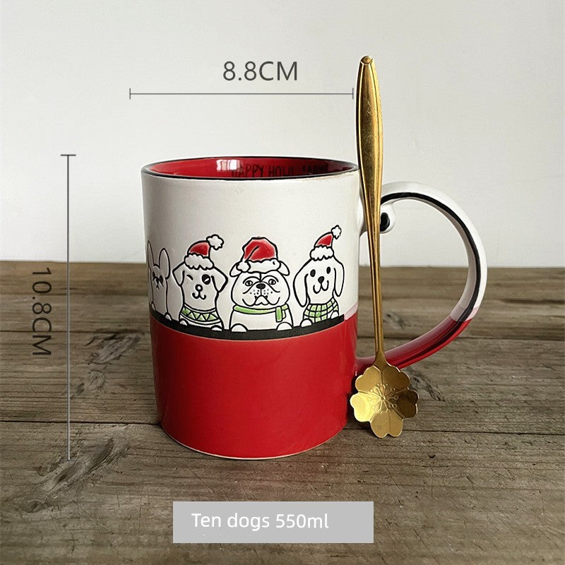 Vintage Floral Hand-Painted Ceramic Water Cup with Spoon Julia M Home & Kitchen