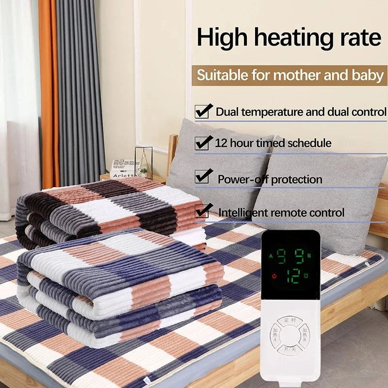 Smart Electric Heating Blanket with Automatic Thermostat and EU Plug for Cozy Warmth