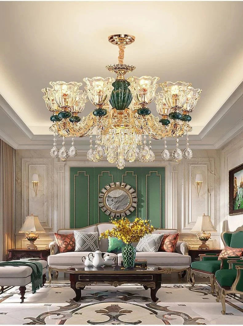 LED Crystal Ceramic Retro Ceiling Chandelier - European Style Luxury Lamp - Julia M LifeStyles