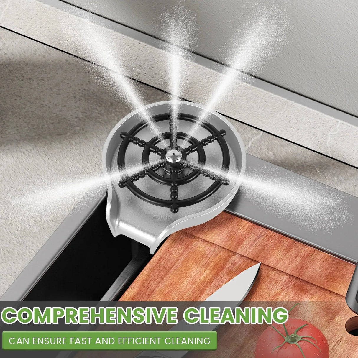 Faucet Glass Rinser ABS High Pressure Glass Cup Washer 360° Rotating High Efficiency Bottle Washer Kitchen Sink Accessories Julia M LifeStyles