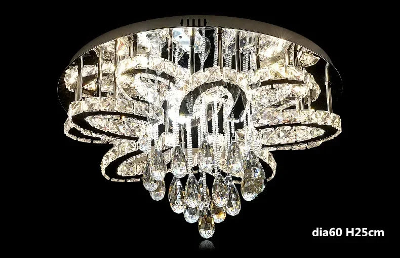 LED Modern Crystal Stainless Steel Round Dimmable RGB Chandelier