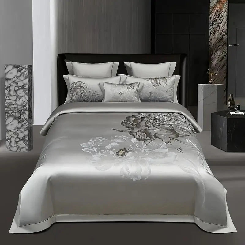 Luxury 4/7Pcs Silky Egyptian Cotton Damask Satin Super King Bedding Set Julia M LifeStyles