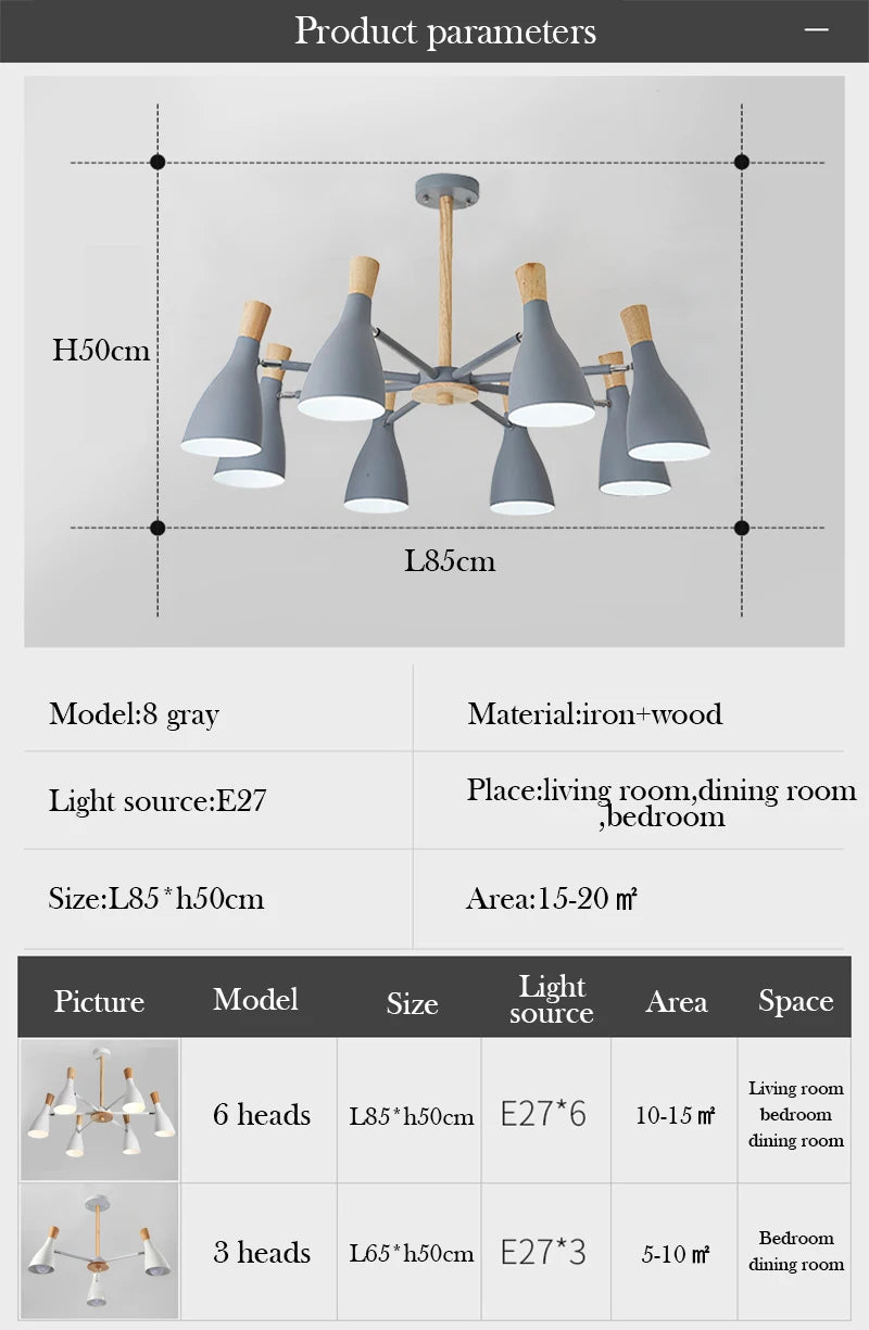 Scandinavian Ceiling Chandelier Living Room LED Chandelier Bedroom Wooden Ceiling Lights Kitchen 220V Interior Decor Lighting - Julia M LifeStyles