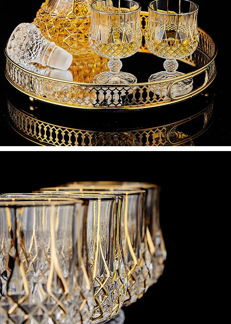 High-end European classical crystal glass liquor bottle foreign wine glass household whiskey glass set spirits glass wine set Julia M LifeStyles