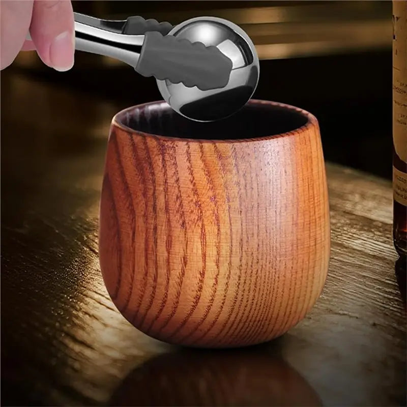 Charred Wooden Whiskey Glass Set with Stones & Tongs