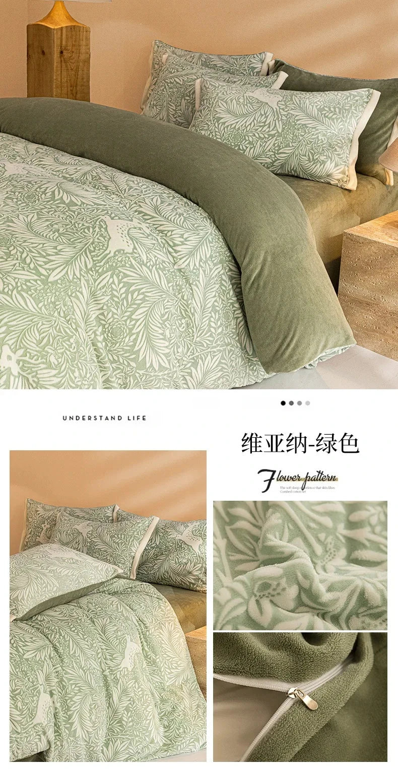 Opulent Milk Fleece Jacquard Bedding Set - Four-Piece Luxury Collection Julia M Home & Kitchen