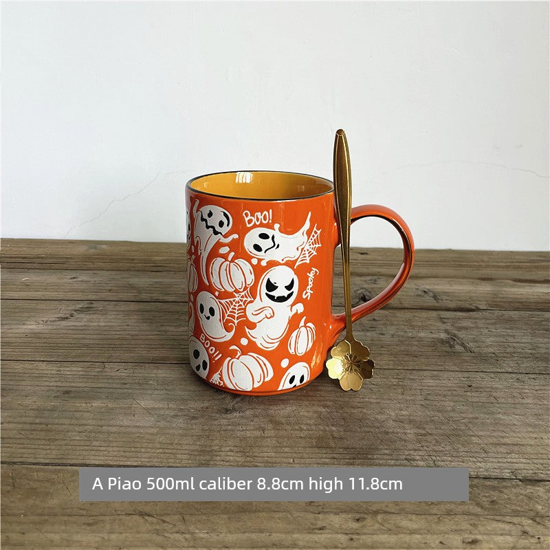 Vintage Floral Hand-Painted Ceramic Water Cup with Spoon Julia M Home & Kitchen