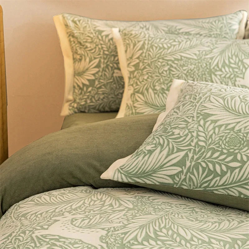 Opulent Milk Fleece Jacquard Bedding Set - Four-Piece Luxury Collection Julia M Home & Kitchen