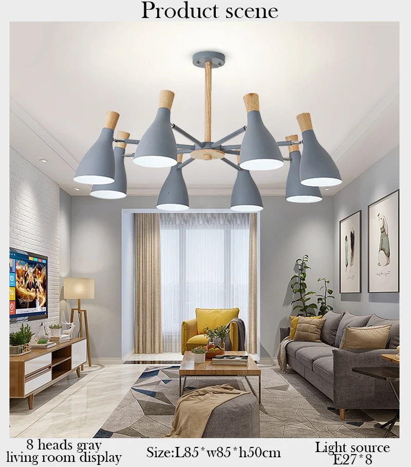 Scandinavian Ceiling Chandelier Living Room LED Chandelier Bedroom Wooden Ceiling Lights Kitchen 220V Interior Decor Lighting - Julia M LifeStyles