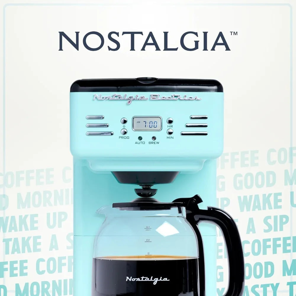 Nostalgia Aqua Retro 12-Cup Programmable Coffee Maker with LED Display Julia M LifeStyles