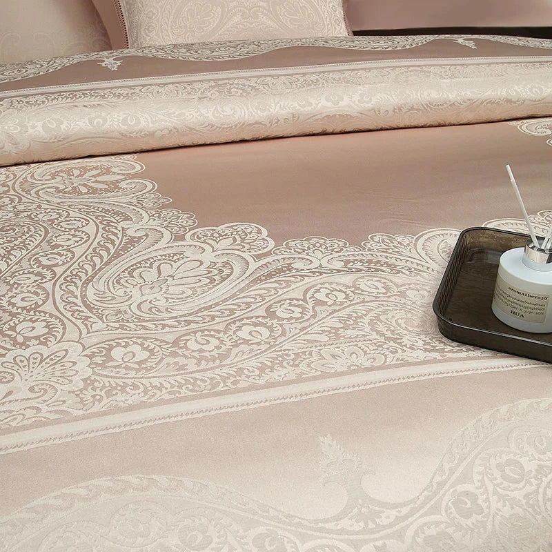 Luxury 4/7Pcs Silky Egyptian Cotton Damask Satin Super King Bedding Set Julia M LifeStyles
