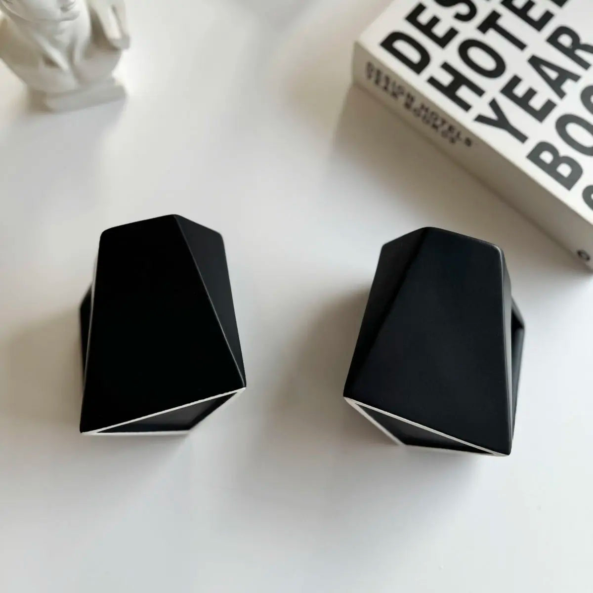 Modern Hexagonal Geometric Ceramic Coffee Mug - Matte Black Porcelain - Julia M LifeStyles