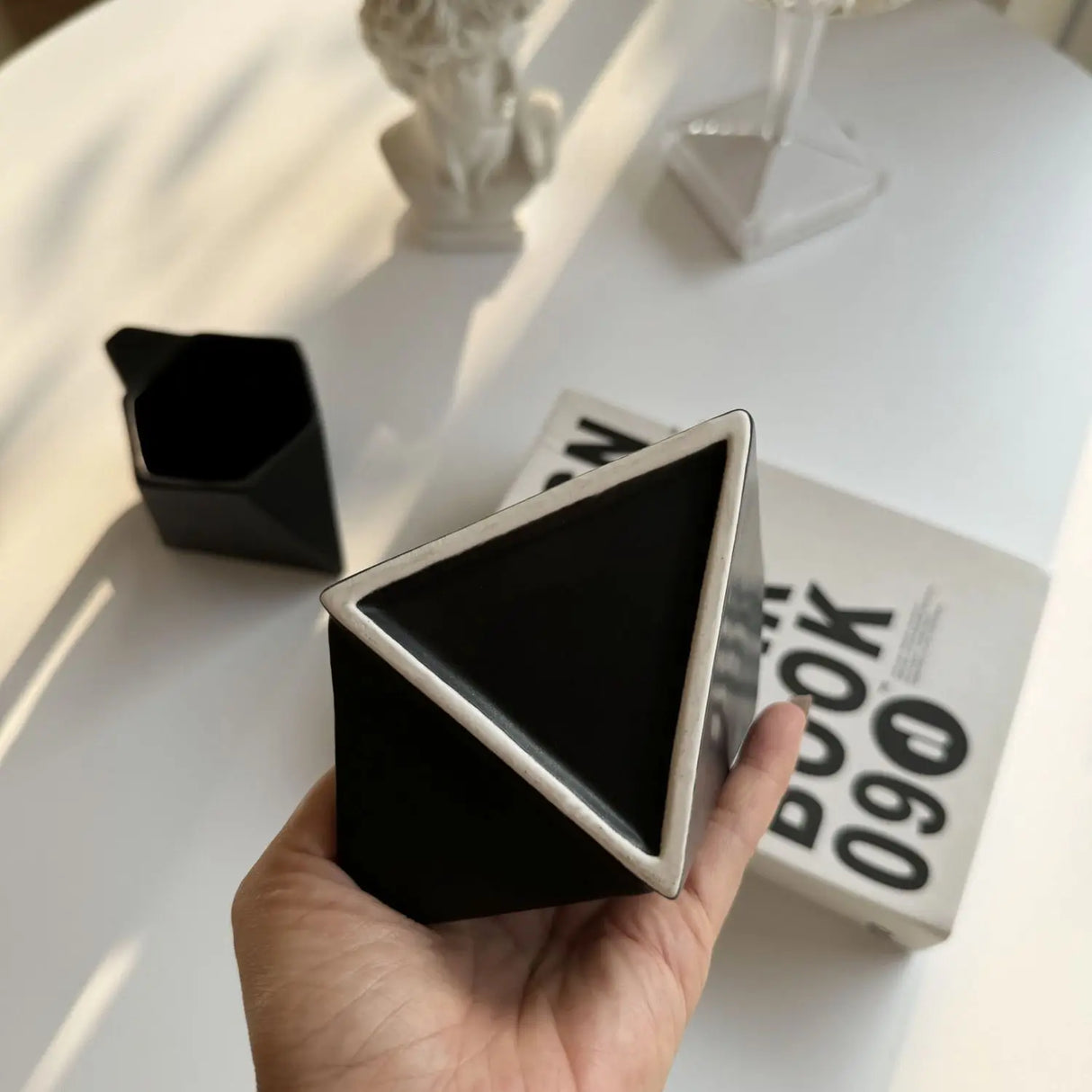 Modern Hexagonal Geometric Ceramic Coffee Mug - Matte Black Porcelain - Julia M LifeStyles