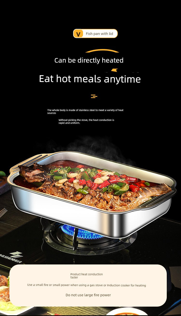 Grilled Fish Dish Extra Thick Oven Binaural Rectangular Stainless Steel Julia M LifeStyles