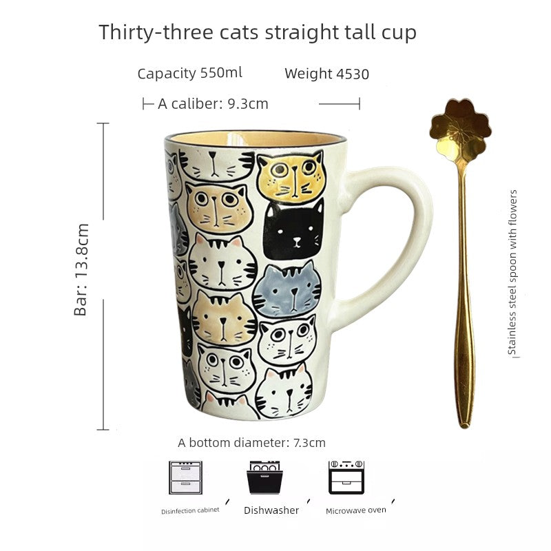 Vintage Floral Hand-Painted Ceramic Water Cup with Spoon Julia M Home & Kitchen