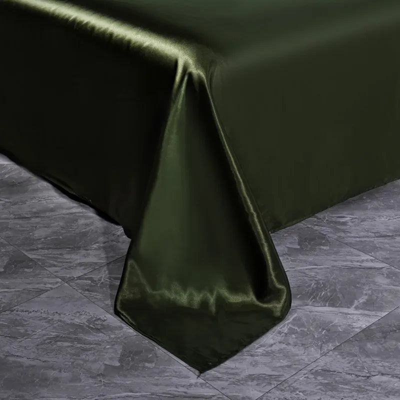 Soft 100% Imitate Silk Satin Duver Cover Sheet Pillow shams Multiple Colors Twin Double (1Duvet Cover+1FlatSheet+2Pillowcases) Julia M LifeStyles