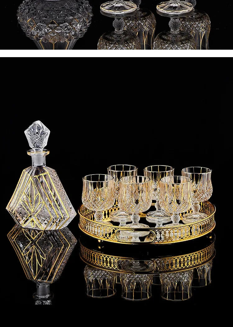High-end European classical crystal glass liquor bottle foreign wine glass household whiskey glass set spirits glass wine set Julia M LifeStyles