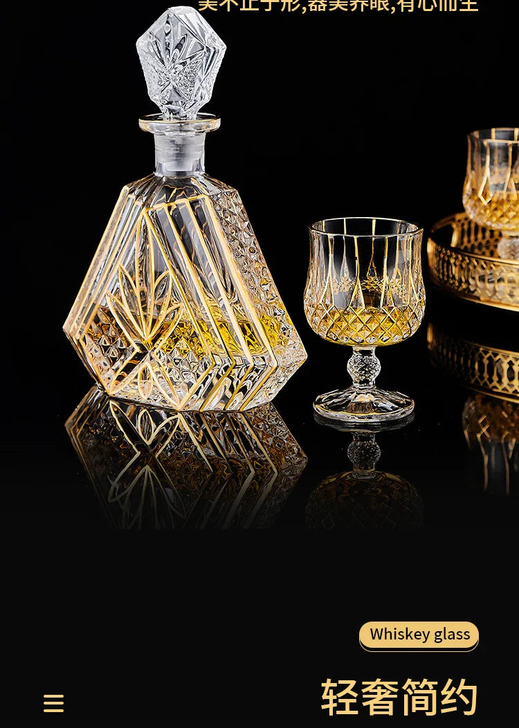 High-end European classical crystal glass liquor bottle foreign wine glass household whiskey glass set spirits glass wine set Julia M LifeStyles