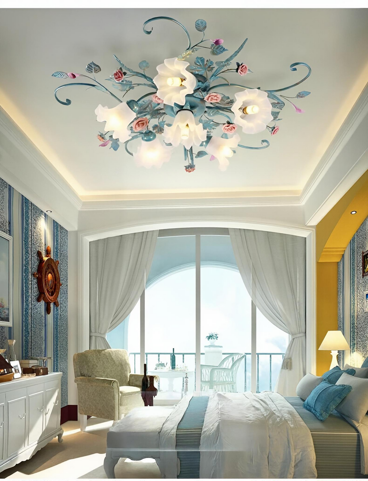 Romantic Rose Flower Ceiling Lamp - Pastoral Style Chandelier