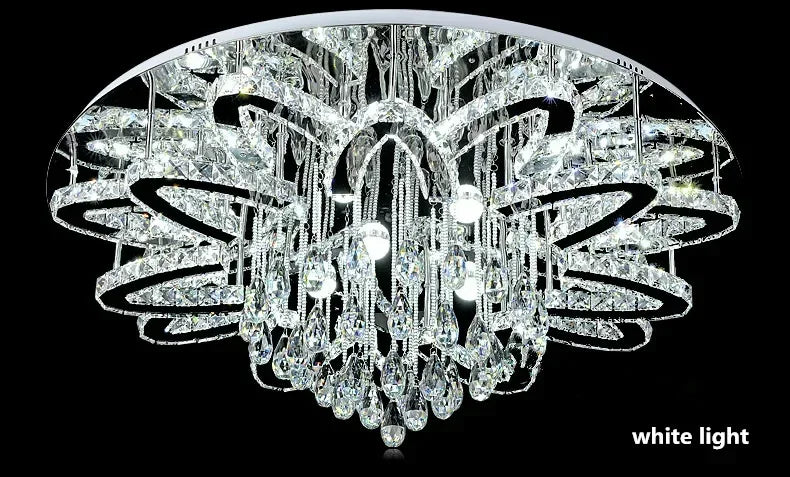 LED Modern Crystal Stainless Steel Round Dimmable RGB Chandelier