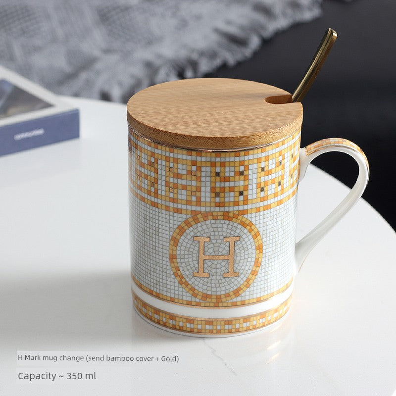 Florence Exquisite European-Style Bone China Mug with Lid and Spoon Julia M LifeStyles