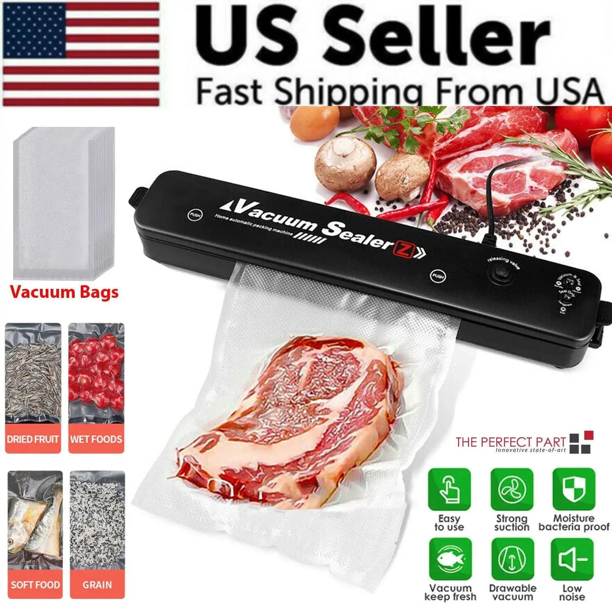 Automatic Vacuum Sealer Machine for Food Preservation Storage Saver with Seal Bag for Home Kitchen Use Julia M LifeStyles
